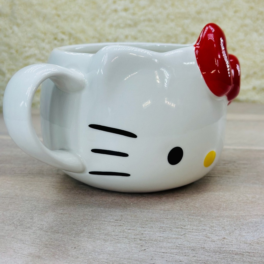 Hello Kitty 3D Sculpted Ceramic Mug Silver Buffalo Sanrio White Red SMGKTY2323 - Picture 8 of 15